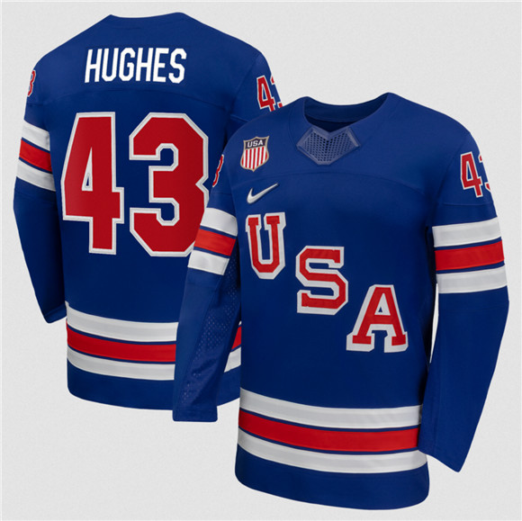 USA #43 Quinn Hughes Royal 2026 Stitched Jersey - Zenithce