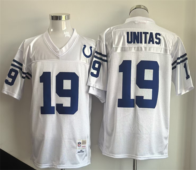 Indianapolis Colts #19 Johnny Unitas White Throwback Stitched Jersey - Zenithce