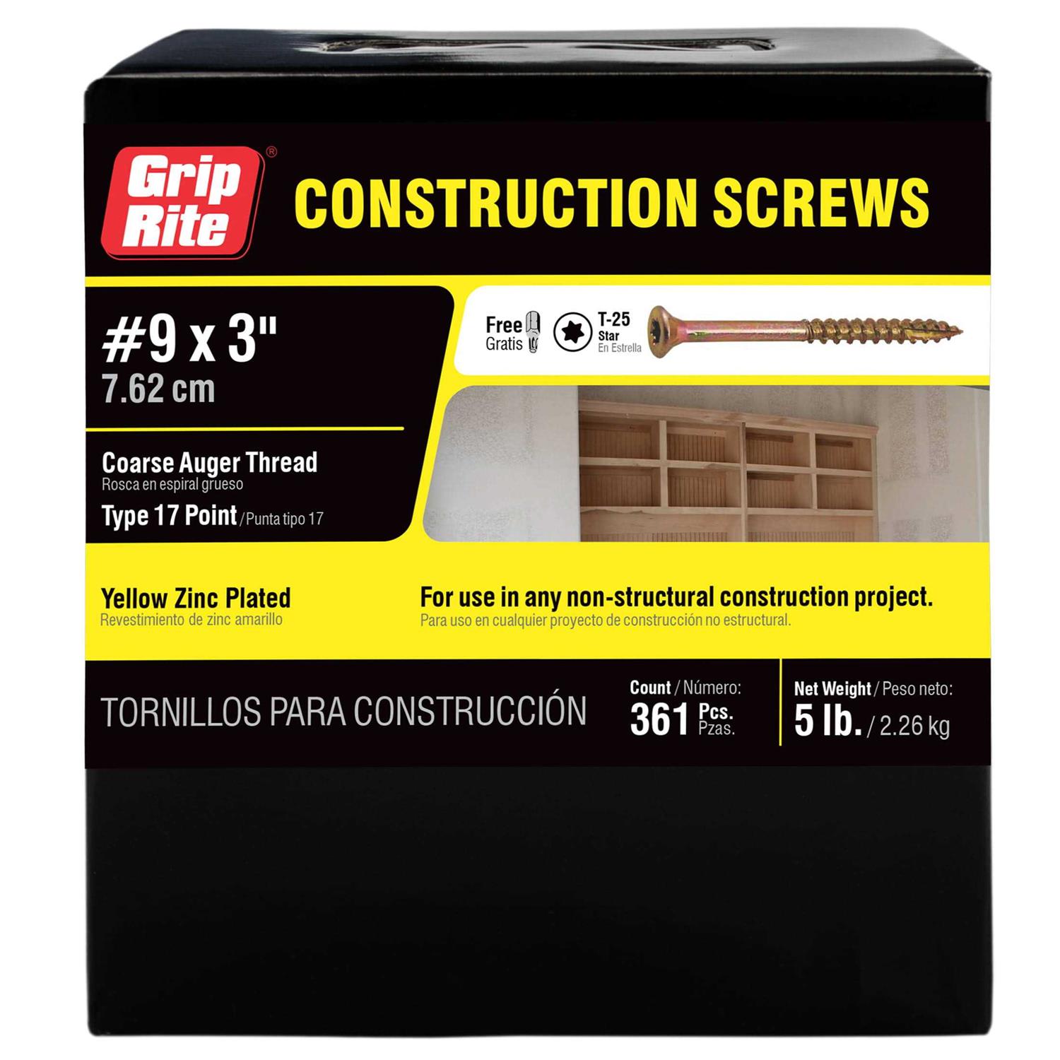 Grip-Rite #9 x 3 in. Phillips Bugle-Head Construction Screw 3GCS1 - Zenithce