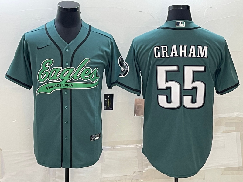 Philadelphia Eagles #55 Brandon Graham Green With Patch Cool Base Stitched Baseball Jersey - Zenithce
