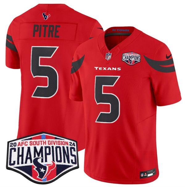 Houston Texans #5 Jalen Pitre Red F.U.S.E. 2024 AFC South Division Champions Vapor Limited Stitched Jersey - Zenithce
