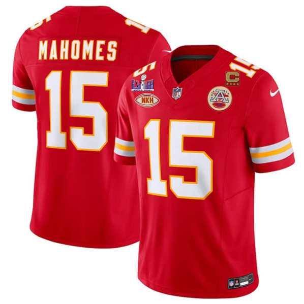Kansas City Chiefs #15 Patrick Mahomes Red 2024 F.U.S.E. Super Bowl LVIII Patch With 