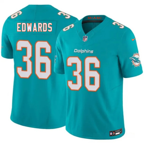 Miami Dolphins #36 Donovan Edwards Aqua 2026 F.U.S.E. Vapor Limited Stitched Jersey - Zenithce