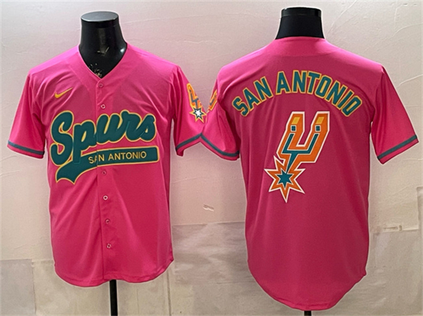 San Antonio Spurs Team Big Logo Pink Stitched Jersey - Zenithce