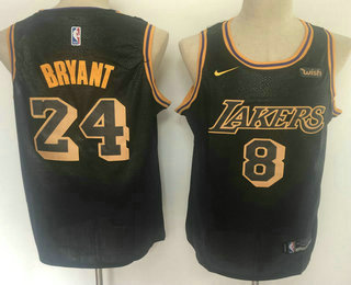 Los Angeles Lakers #8 #24 Kobe Bryant Black 2020 City Edition Wish Patch Stitched Jersey - Zenithce