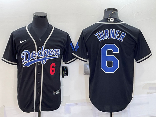 Los Angeles Dodgers #6 Trea Turner Black Cool Base Stitched Baseball Jersey - Zenithce