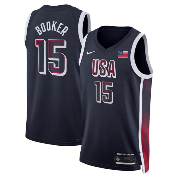 USA #15 Devin Booker Navy 2024 Swingman Stitched Jersey - Zenithce