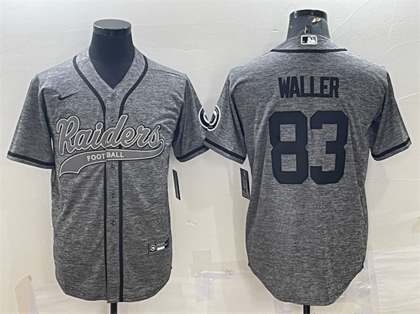 Las Vegas Raiders #83 Darren Waller Gray With Patch Cool Base Stitched Baseball Jersey - Zenithce