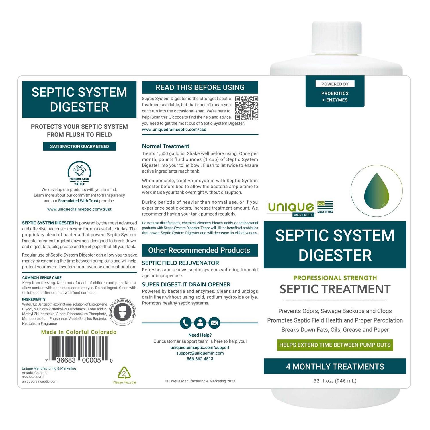 Unique RV Digest-It Plus Extra-Strength Black Tank Treatment Liquid - Zenithce