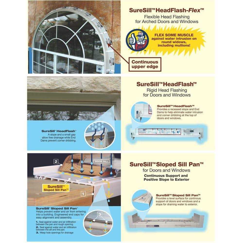 SureSill 6-9/16 in. x White PVC Sloped Sill Pan for Door and Window Installation and Flashing - Zenithce