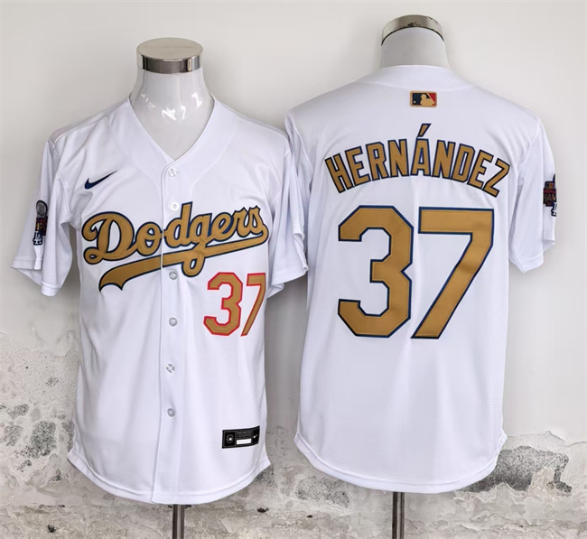 Los Angeles Dodgers #37 Teoscar Hernández White Gold 2025 Cool Base Stitched Jersey - Zenithce