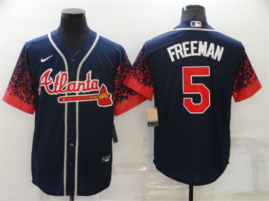 Atlanta Braves #5 Freddie Freeman Navy Stitched Jersey - Zenithce