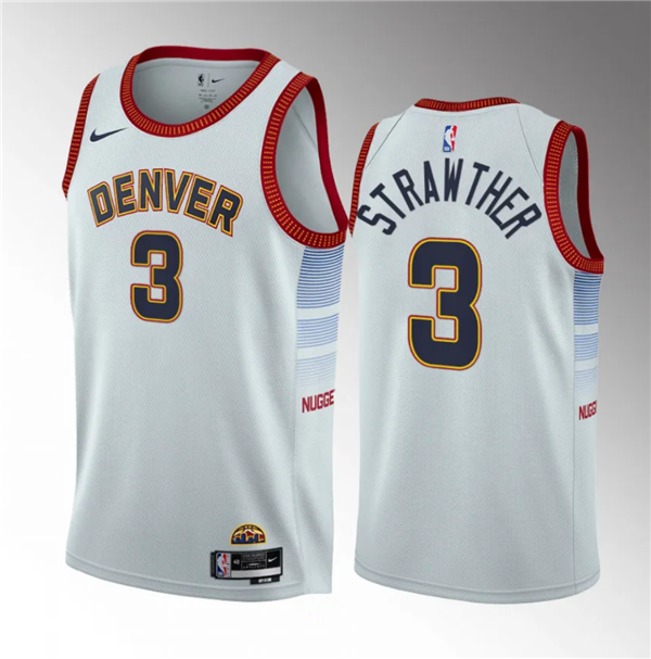 Denver Nuggets #3 Julian Strawther White 2023 Draft Icon Edition Stitched Jersey - Zenithce