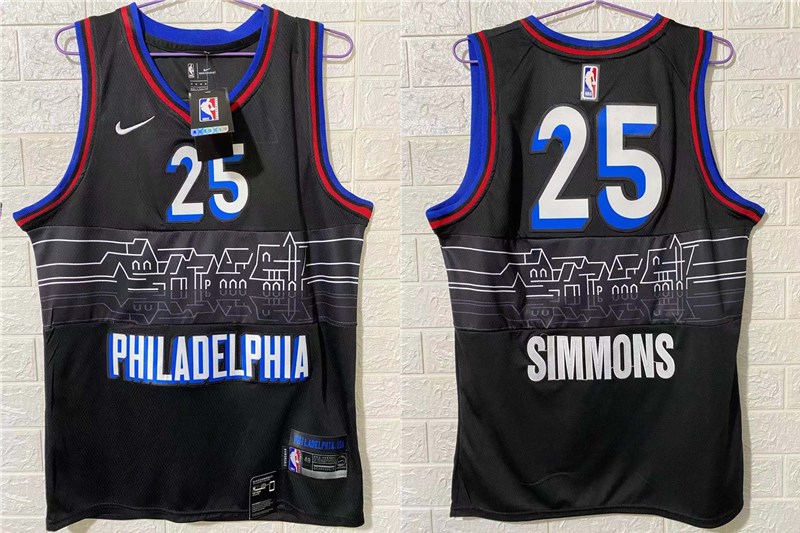 Philadelphia 76ers #25 Ben Simmons NEW Black 2021 Swingman City Edition Jersey - Zenithce