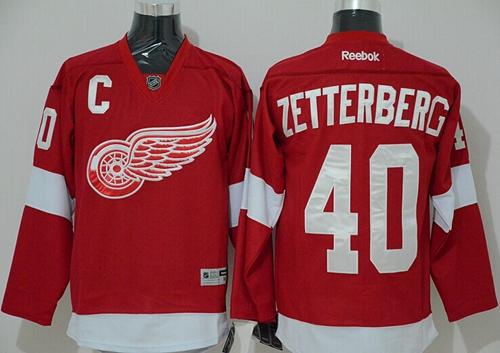 Red Wings #40 Henrik Zetterberg Red Stitched Jersey - Zenithce