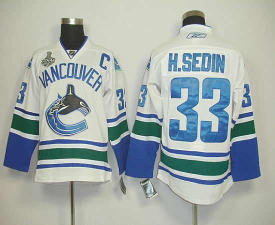 Canucks 2011 Stanley Cup Finals #33 Henrik Sedin White Stitched Jersey - Zenithce
