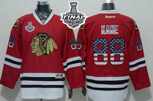 Blackhawks #88 Patrick Kane Red USA Flag Fashion 2015 Stanley Cup Stitched Jersey - Zenithce