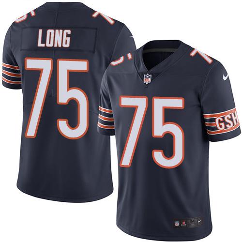 Bears #75 Kyle Long Navy Blue Stitched Limited Rush Nike Jersey - Zenithce