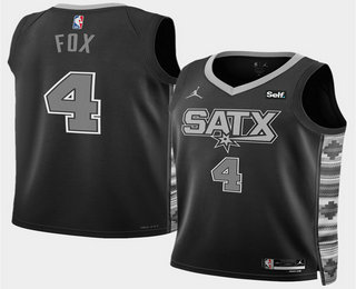 San Antonio Spurs #4 DeAaron Fox Black 2025 Statement Edition Stitched Jersey - Zenithce
