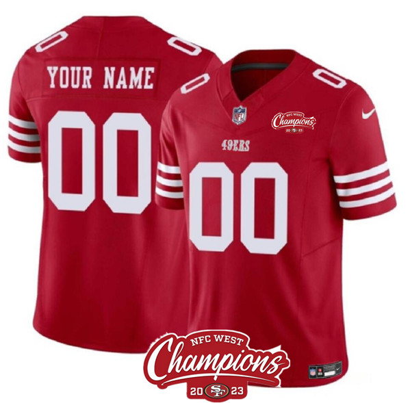 San Francisco 49ers Custom Red 2023 F.U.S.E. NFC West Champions Patch Stitched Jersey - Zenithce