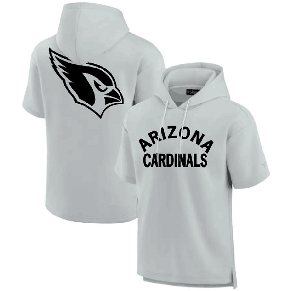 Arizona Cardinals Gray Super Soft Fleece Short Sleeve Hoodie - Zenithce