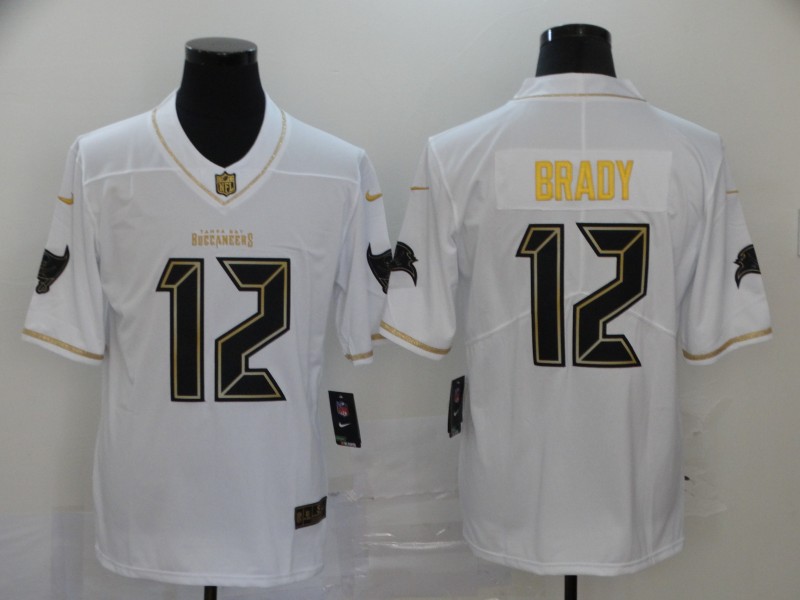 Tampa Bay Buccaneers #12 Tom Brady 2020 White Golden Stitched Jersey - Zenithce