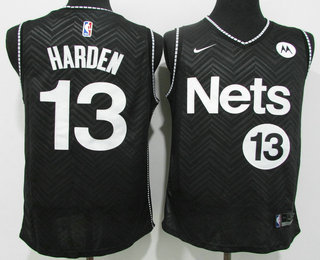 Brooklyn Nets #13 James Harden Black Swingman 2021 Earned Edition Stitched Jersey With Sponsor Logo - Zenithce