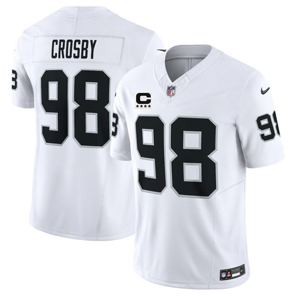 Las Vegas Raiders #98 Maxx Crosby White 2025 F.U.S.E. With 4-Star C Patch Vapor Limited Stitched Jersey - Zenithce
