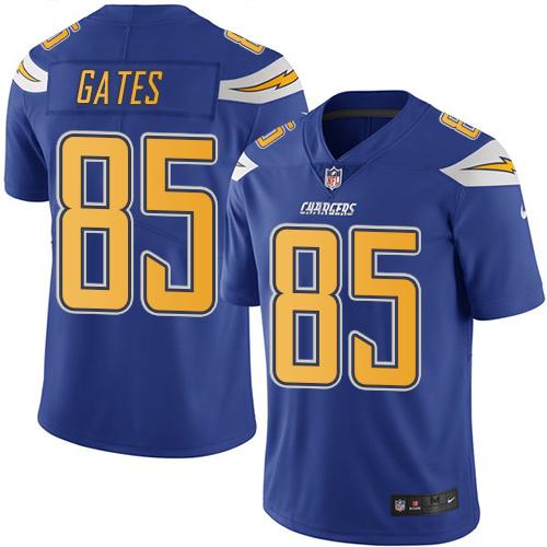 Chargers #85 Antonio Gates Electric Blue Stitched Limited Rush Nike Jersey - Zenithce