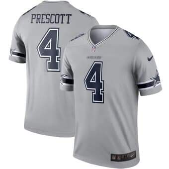 Dallas Cowboys #4 Dak Prescott Gray Inverted Legend Jersey - Zenithce