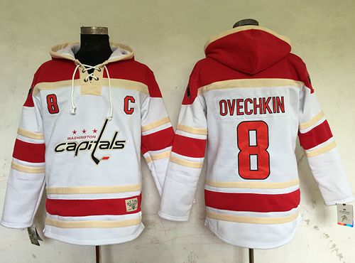 Capitals #8 Alex Ovechkin White Sawyer Hooded Sweatshirt Stitched Jersey - Zenithce