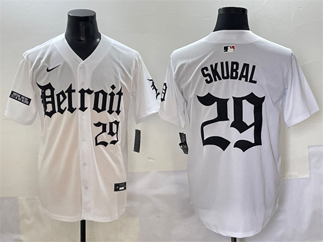 Detroit Tigers #29 Tarik Skubal White 'Motor Gothic Edition' Vapor Premier Limited Stitched Jersey - Zenithce