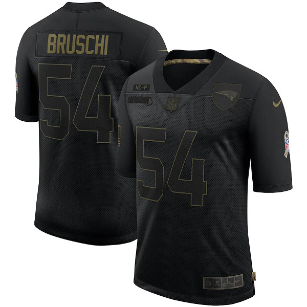 New England Patriots #54 Tedy Bruschi 2020 Black Salute To Service Limited Stitched Jersey - Zenithce