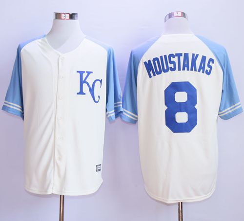 Royals #8 Mike Moustakas Cream Exclusive Vintage Stitched Jersey - Zenithce