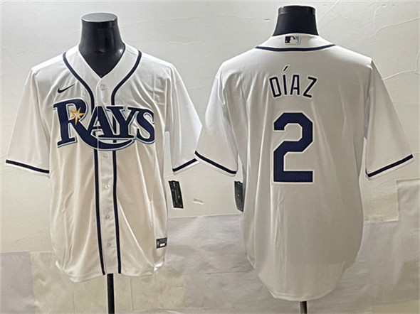 Tampa Bay Rays #2 Yandy Díaz White Cool Base Stitched Jersey - Zenithce