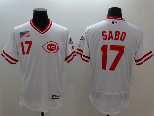 Reds #17 Chris Sabo White Flexbase Authentic Collection Cooperstown Stitched Jersey - Zenithce