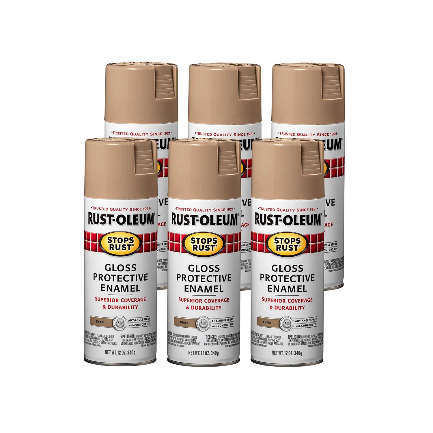 Khaki Rust-Oleum Stops Rust Gloss Protective Enamel Spray Paint-249032 - Zenithce