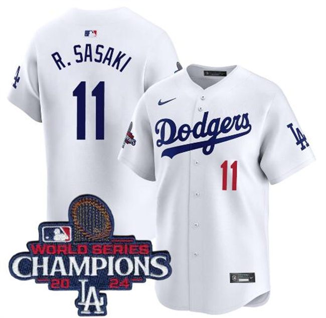 Los Angeles Dodgers #11 Roki Sasaki White 2024 World Series Champions Home Limited Stitched Jersey - Zenithce