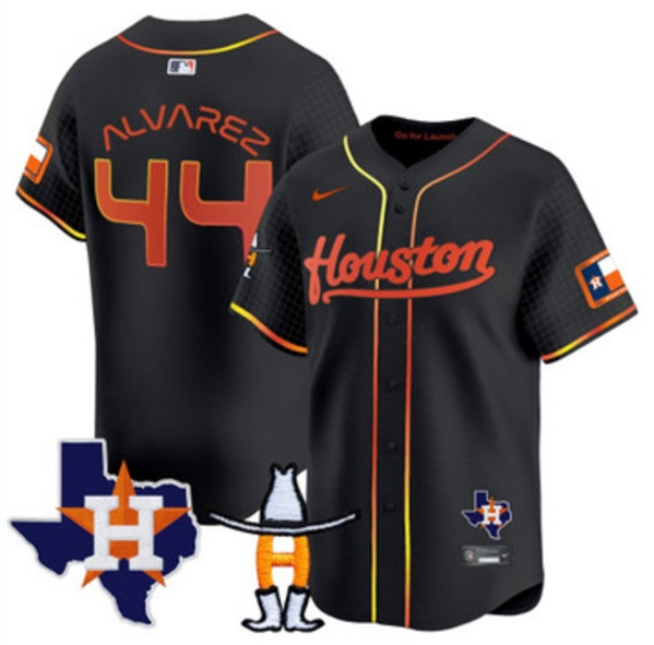 Houston Astros #44 Yordan Alvarez Black With Patch Cool Base Stitched Jersey - Zenithce