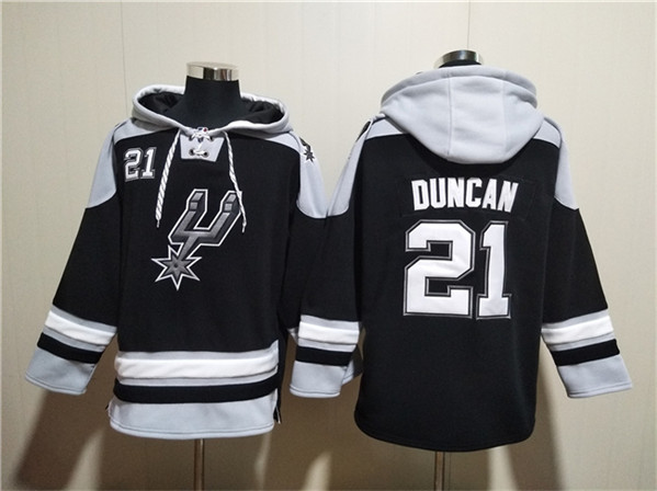 San Antonio Spurs #21 Tim Duncan Black Ageless Must-Have Lace-Up Pullover Hoodie - Zenithce