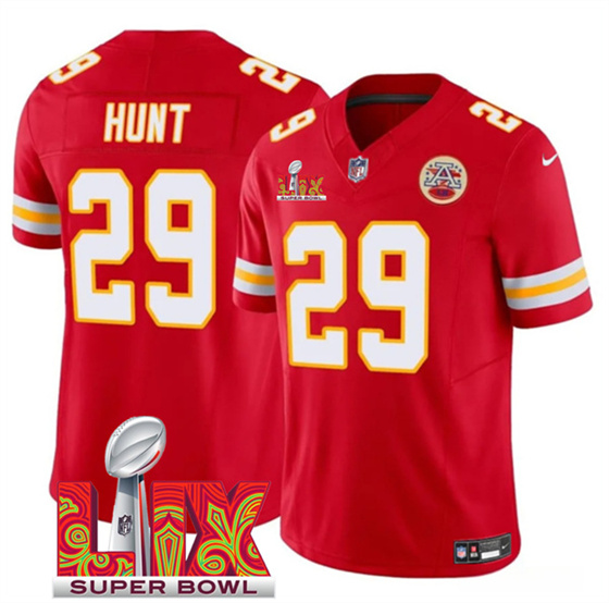 Kansas City Chiefs #29 Kareem Hunt Red 2025 F.U.S.E. Super Bowl LIX Patch Vapor Untouchable Limited Stitched Jersey - Zenithce