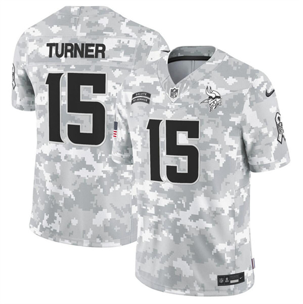 Minnesota Vikings #15 Dallas Turner Arctic Camo 2024 F.U.S.E. Salute To Service Limited Stitched Jersey - Zenithce