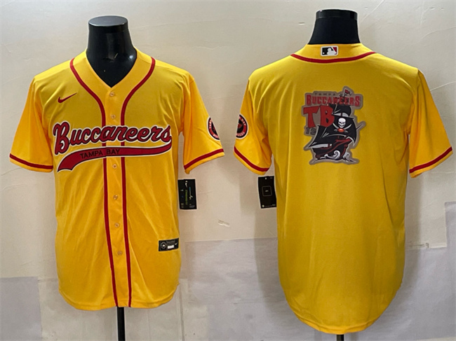 Tampa Bay Buccaneers Team Big Logo Gold Cool Base Stitched Jersey - Zenithce