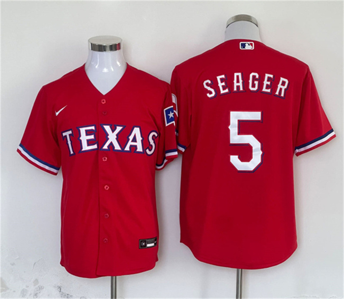 Texas Rangers #5 Corey Seager Red With Patch Cool Base Stitched Jersey - Zenithce
