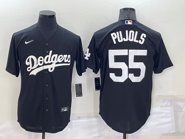 Los Angeles Dodgers #55 Albert Pujols Black Cool Base Stitched Baseball Jersey - Zenithce