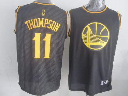 Golden State Warriors #11 Klay Thompson Revolution 30 Swingman 2014 Black With Gold Jersey - Zenithce