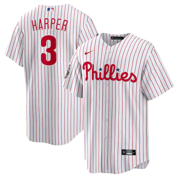 Philadelphia Phillies #3 Bryce Harper White 2022 World Series Cool Base Stitched Baseball Jersey - Zenithce