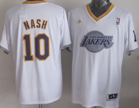 Los Angeles Lakers #10 Steve Nash Revolution 30 Swingman 2013 Christmas Day White Jersey - Zenithce