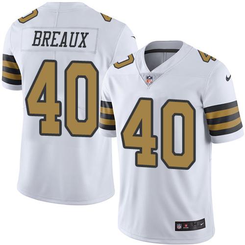 Saints #40 Delvin Breaux White Stitched Limited Rush Nike Jersey - Zenithce