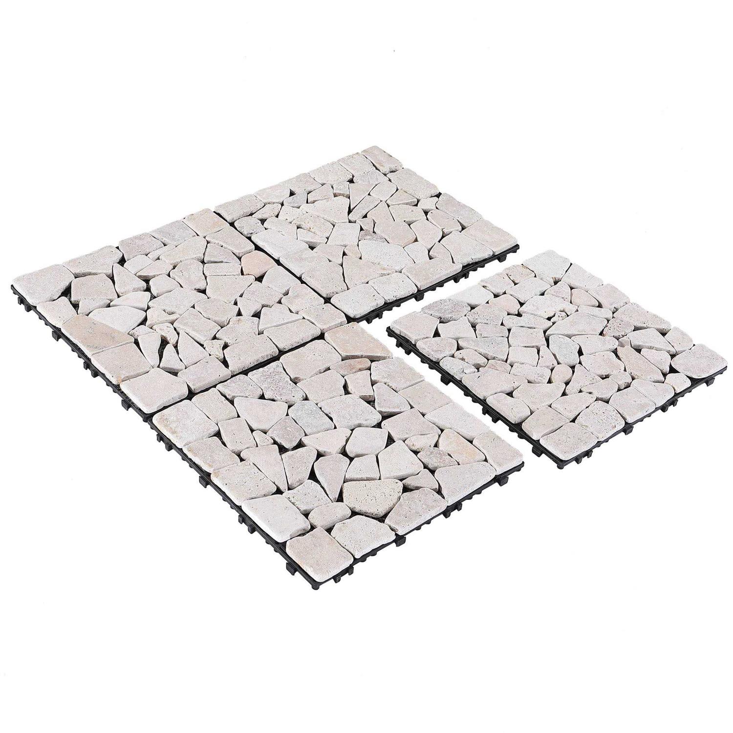 PURE ERA 1 ft. x 1 ft. Natural Real Stone Interlocking Indoor Outdoor Floor Deck Tiles - Zenithce